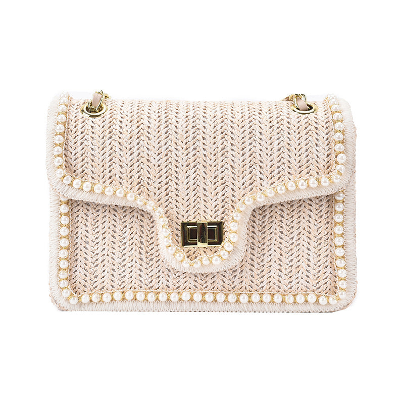 Women's Artisan-Woven Mini Square Bag - Convertible Chain Strap Shoulder Bag ｜Tweed-Textured Luxury for Day to Evening