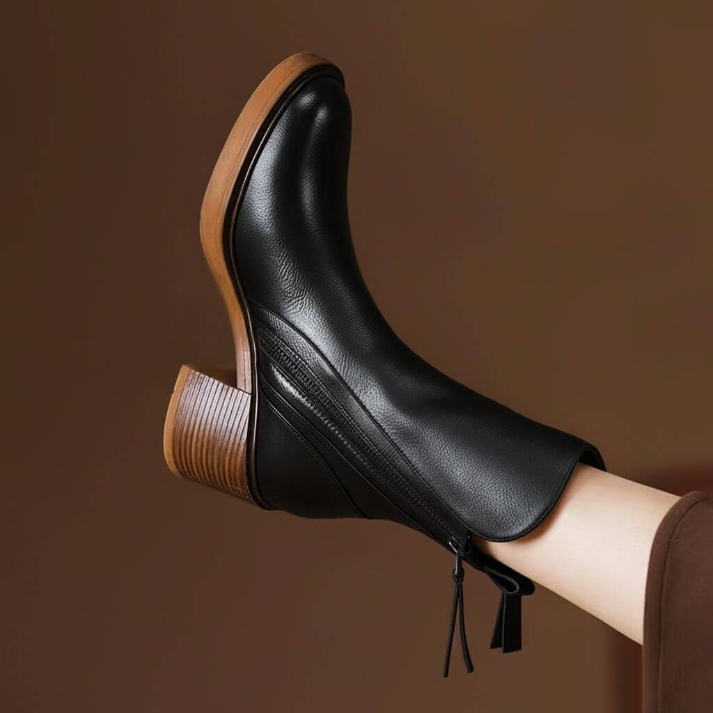 Aurelia Vellure Heel Ankle Boots  - By Qivii