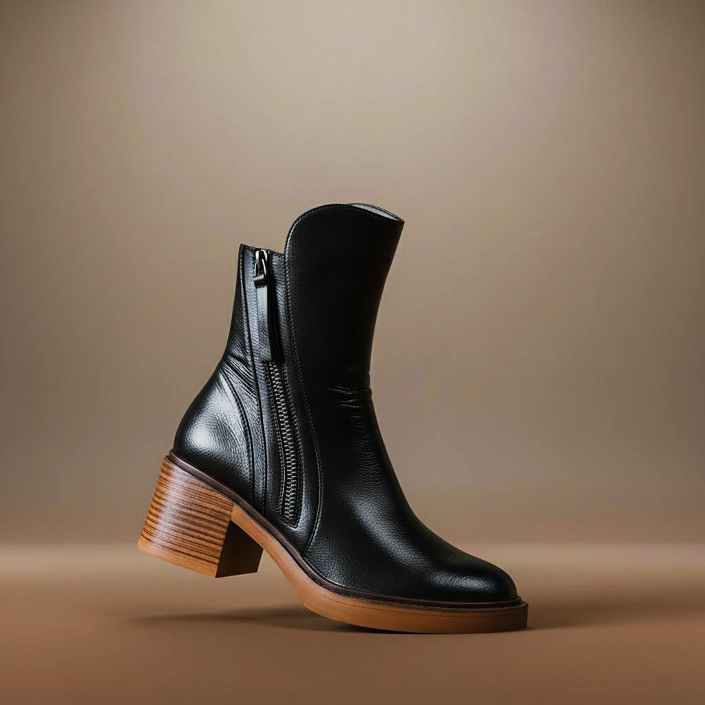 Aurelia Vellure Heel Ankle Boots  - By Qivii