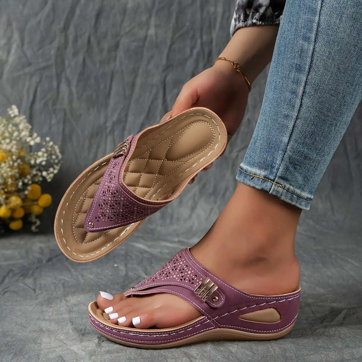 Élodie - Keil-Zehensandalen für Dame  - By Qivii