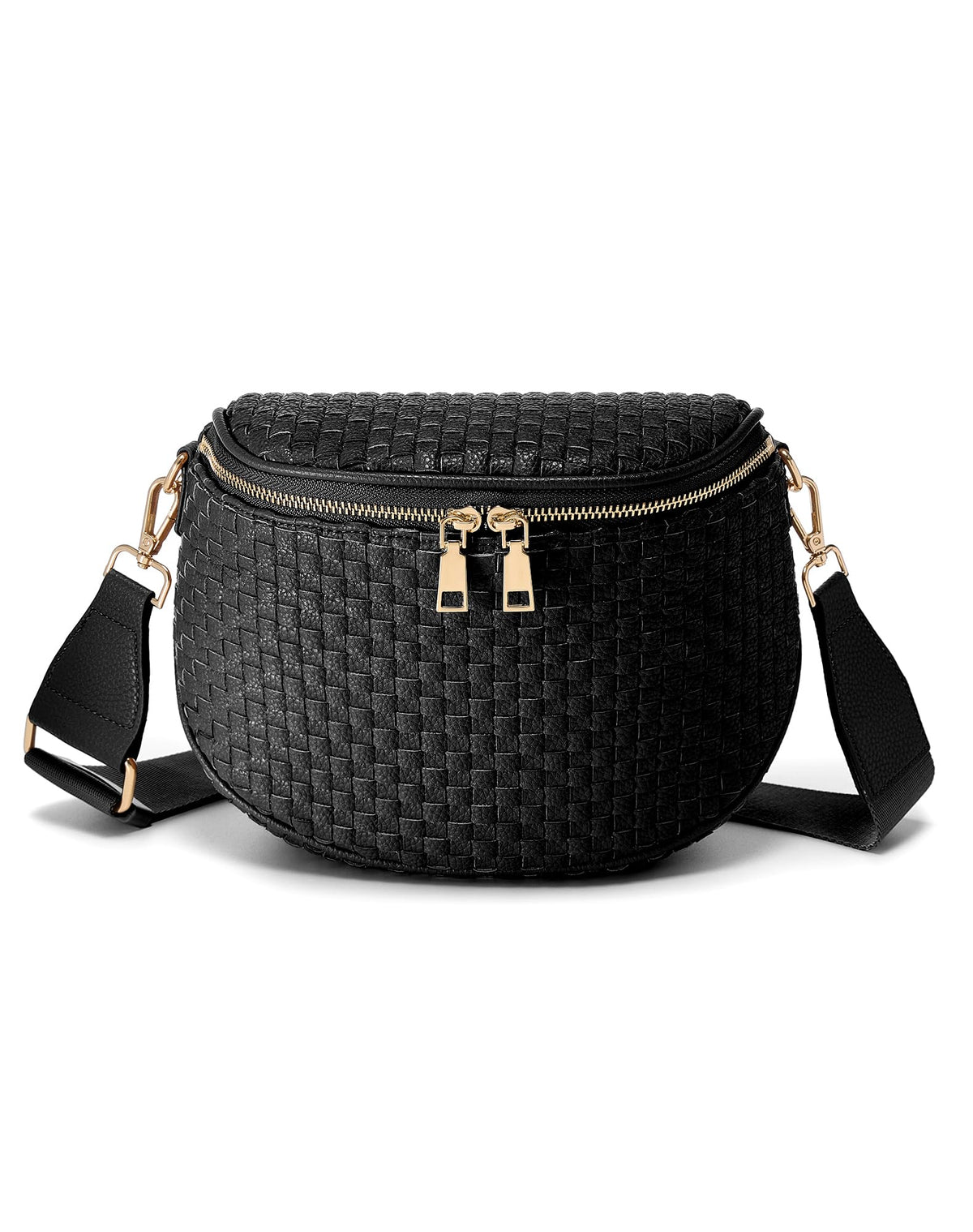 Ounamei Woven Checkered Crossbody Bum Bag | Trendy PU Leather Belt Bag with Adjustable Strap, Stylish & Versatile Everyday Companion