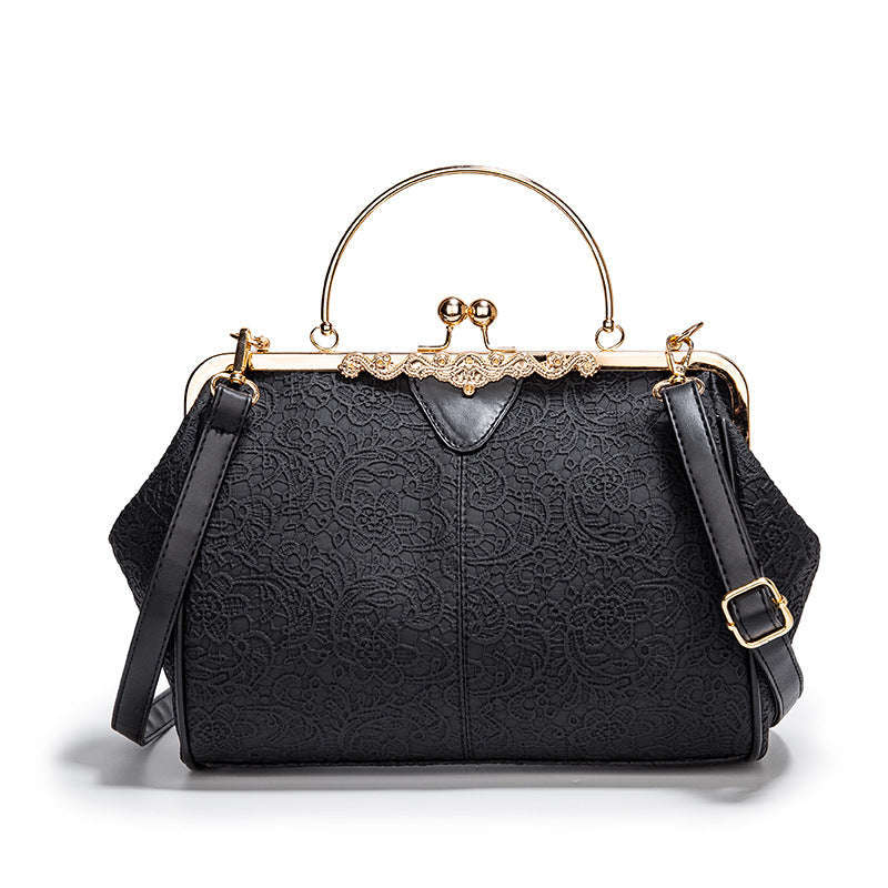 Women's British Vintage Oversized Bag – Multi-Way Shoulder/Tote Bag with Clip Closure