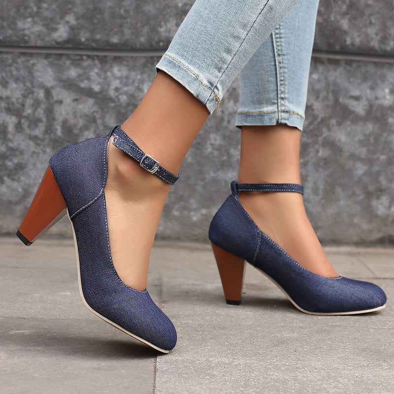 Livia Denim Heels  - By Qivii