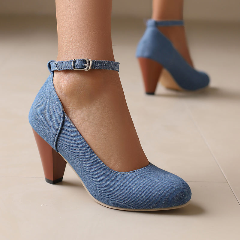 Livia Denim Heels  - By Qivii