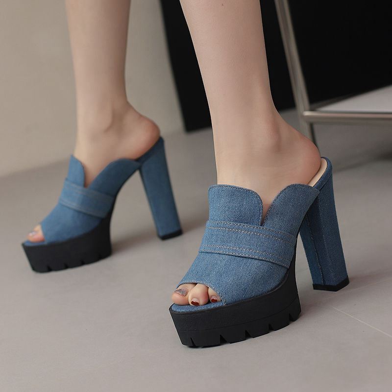 Mason Denim Heels  - By Qivii