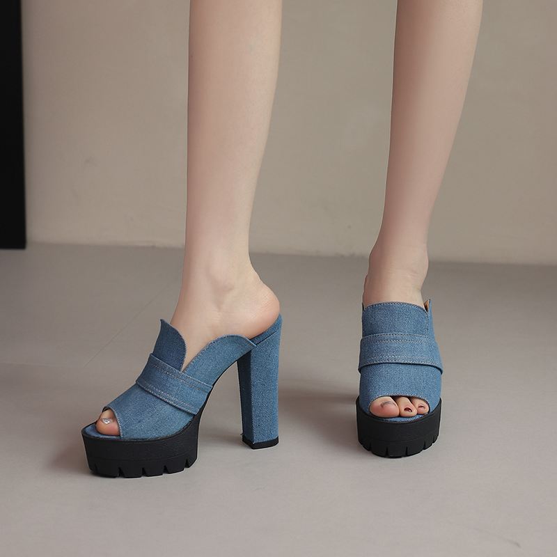 Mason Denim Heels  - By Qivii