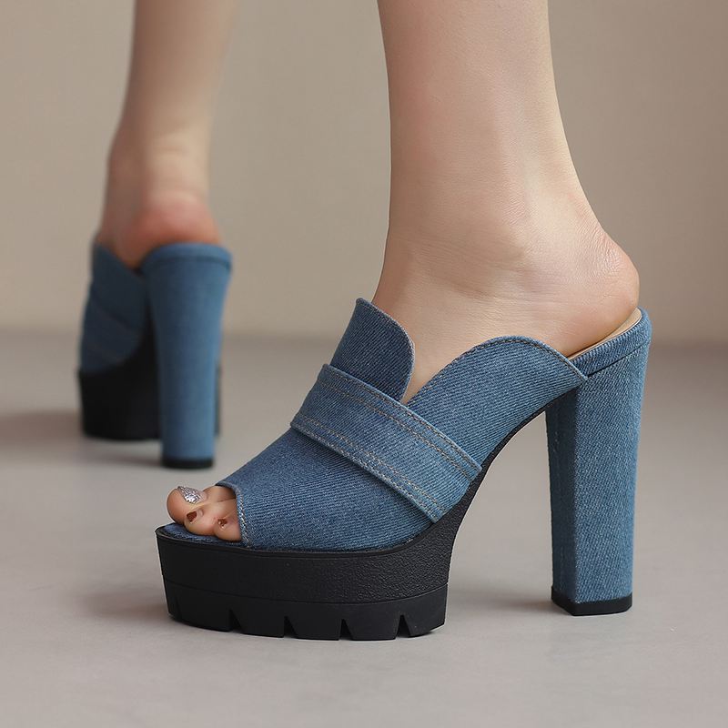 Mason Denim Heels  - By Qivii