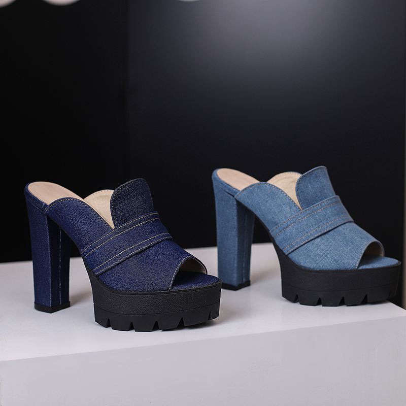 Mason Denim Heels  - By Qivii