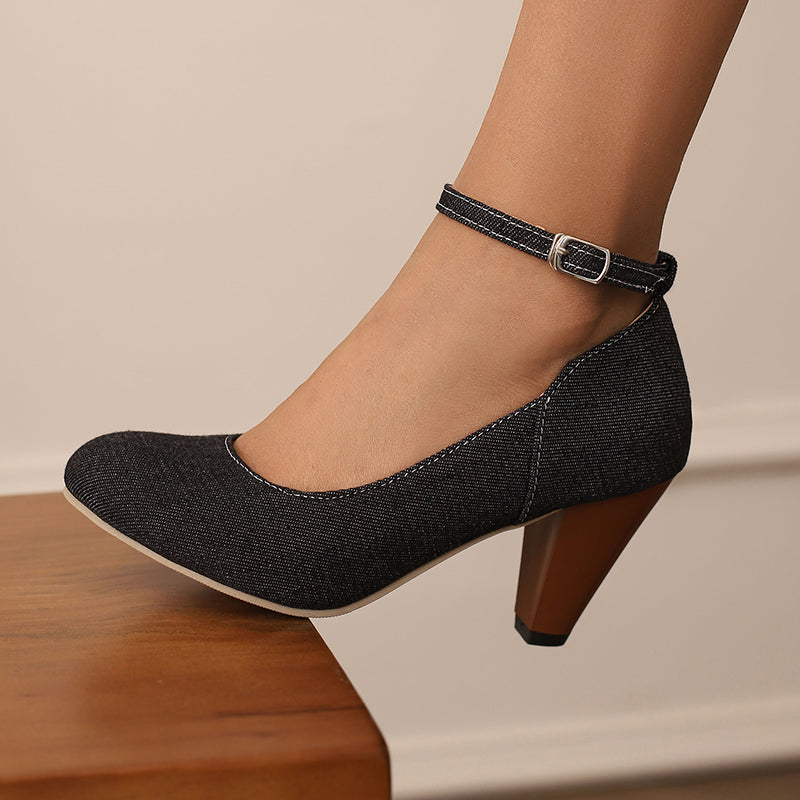 Livia Denim Heels  - By Qivii