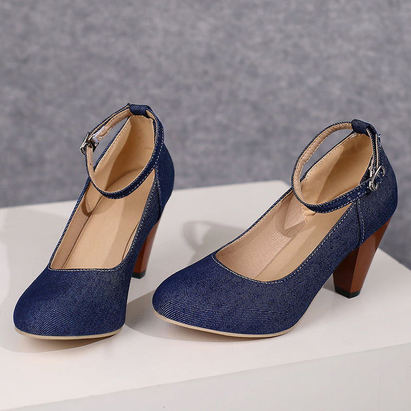 Livia Denim Heels  - By Qivii