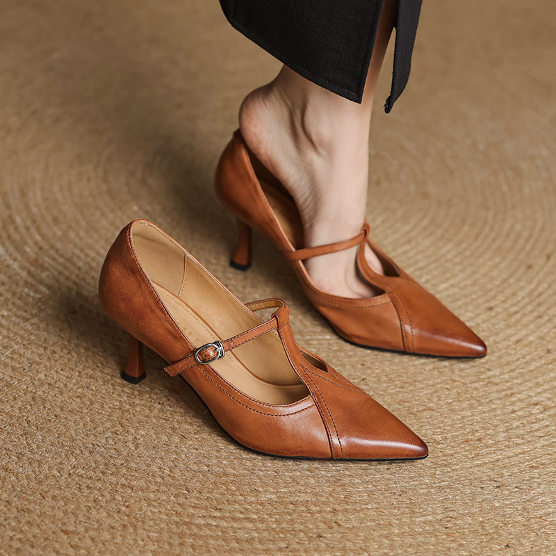 Leona Genuine Leather Heels  - By Qivii