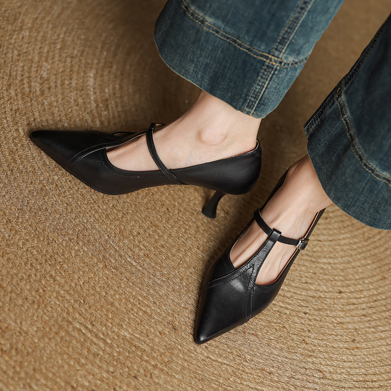 Leona Genuine Leather Heels  - By Qivii