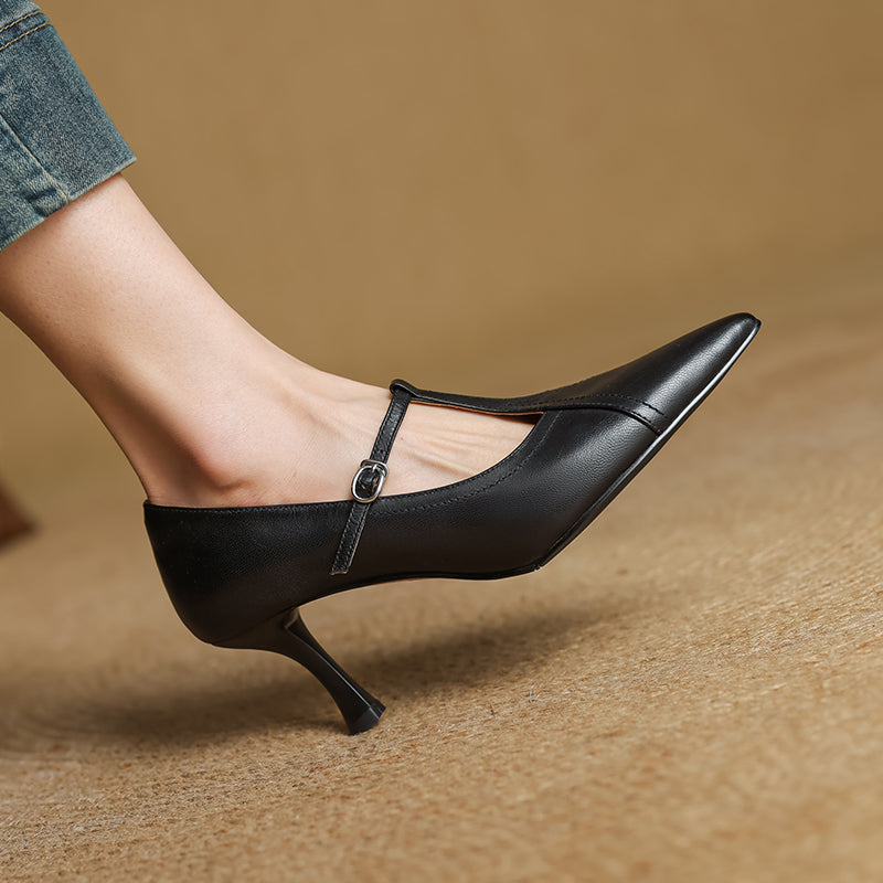 Leona Genuine Leather Heels  - By Qivii