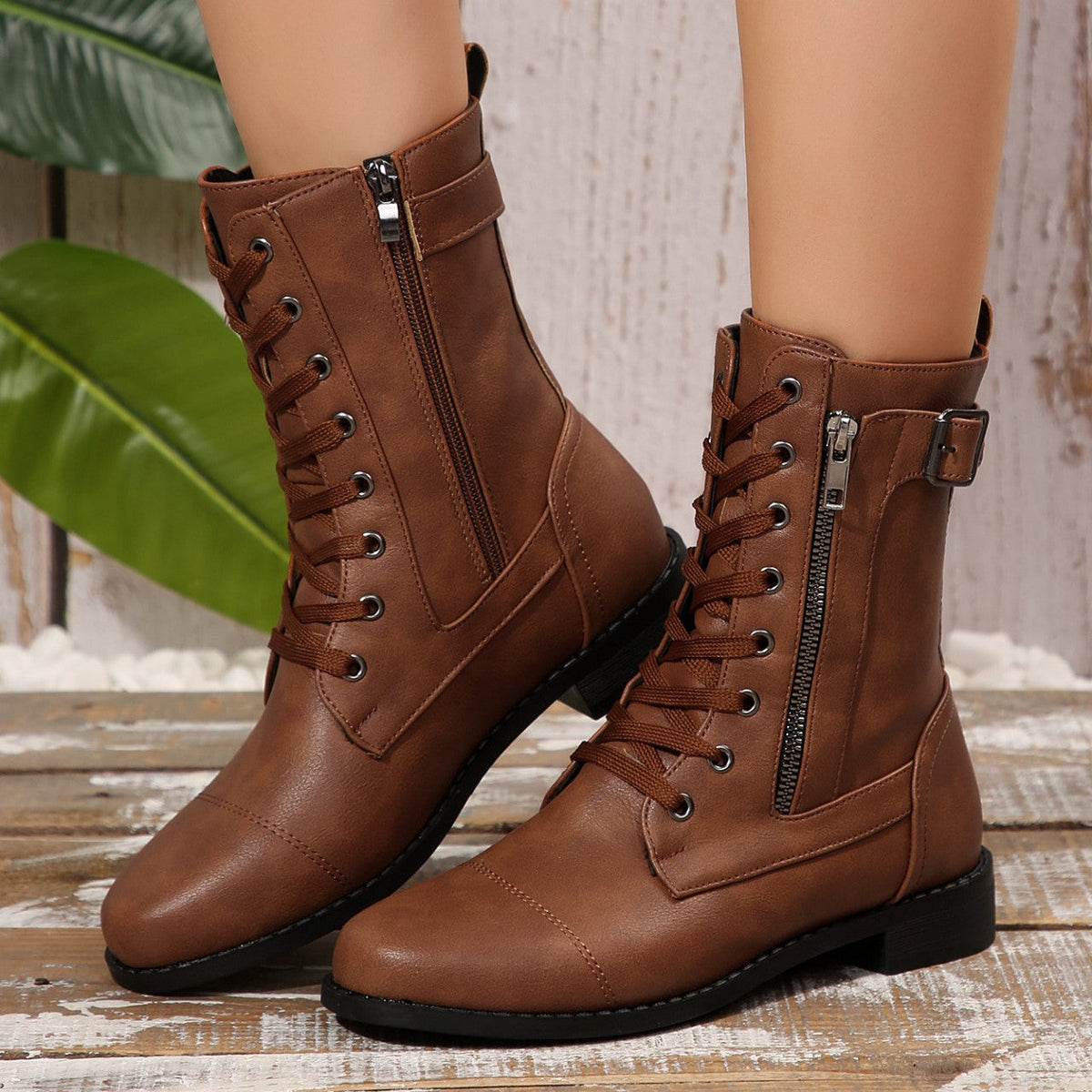 Ornella Leather Boots  - By Qivii