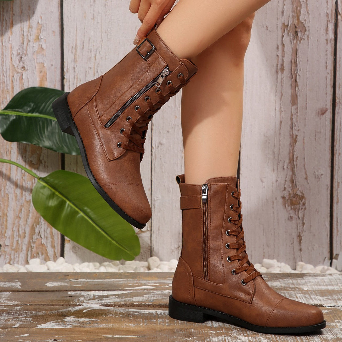 Ornella Leather Boots  - By Qivii