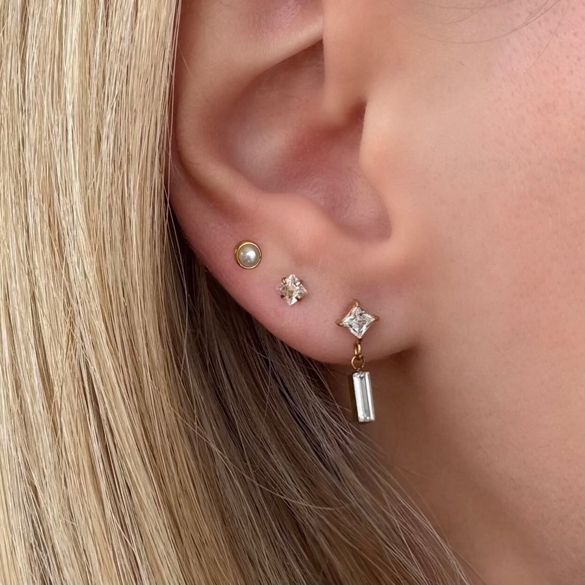 Sweet Shine Flat Back 3 Piece Earring Set | By Qivii
