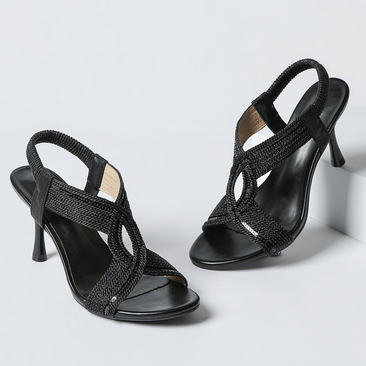 Women's Thea Braid Artisan Stiletto Sandals – Handwoven Open-Toe Roman Heels (US 4–10.5)