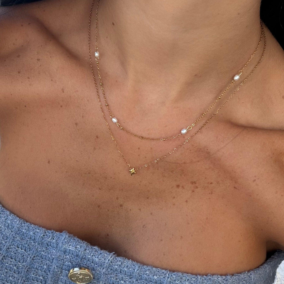 Sunlit Pearl Necklace 2 Pieces Set | By Qivii