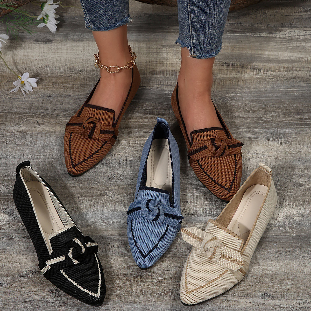 Amara Knit Flats  - By Qivii