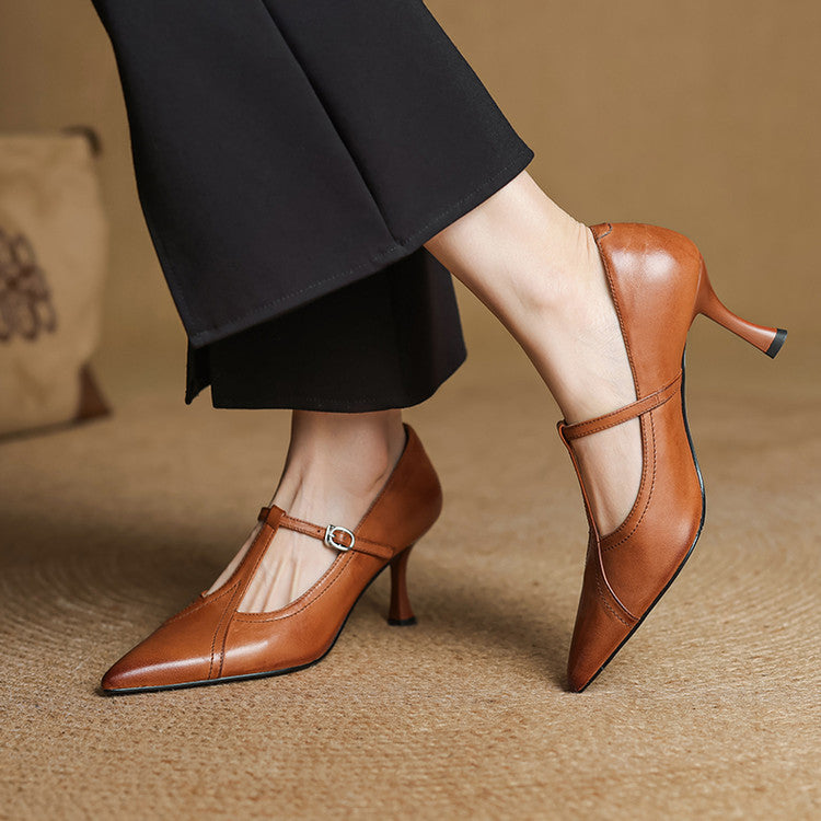 Leona Genuine Leather Heels  - By Qivii