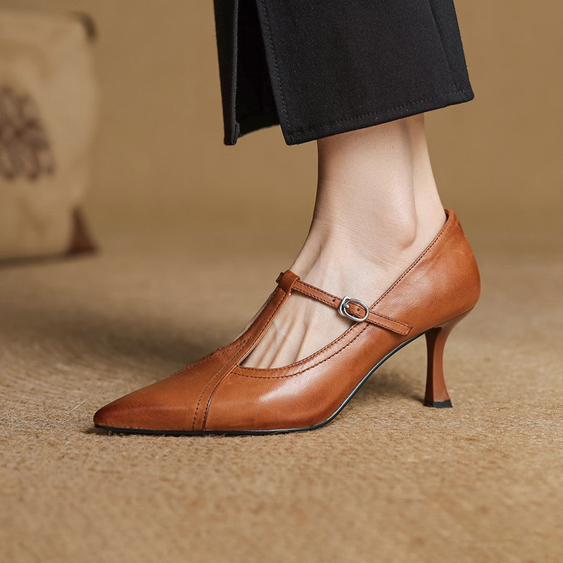 Leona Genuine Leather Heels  - By Qivii