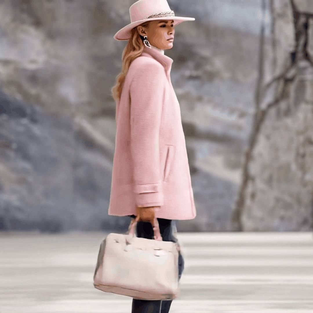 Casual Vintage Pink Polar Fleece Zip-Up Jacket Coat  - By Qivii