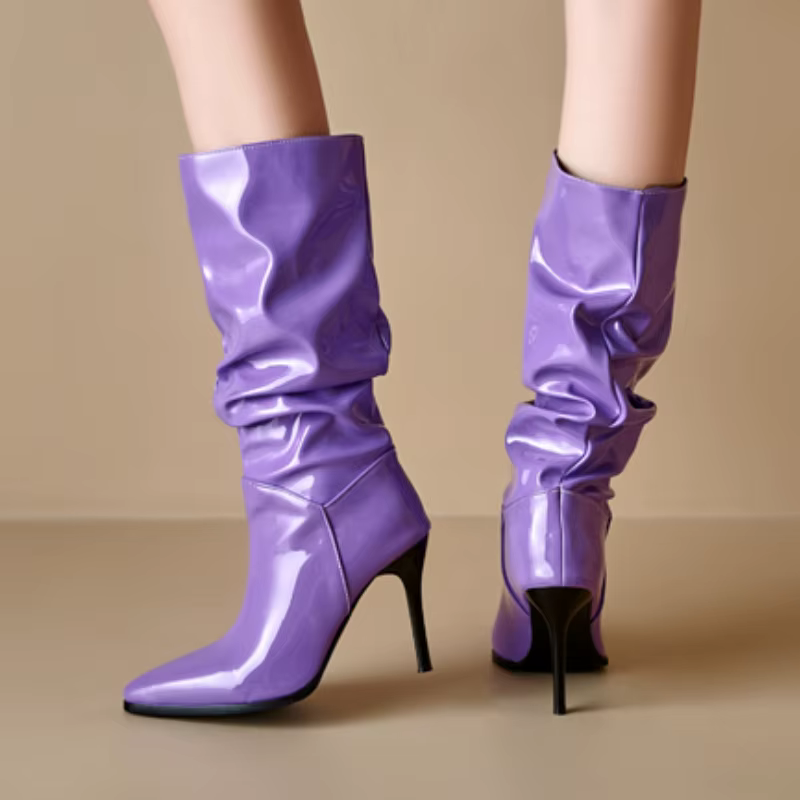Noir Pleated Stilettos  - By Qivii
