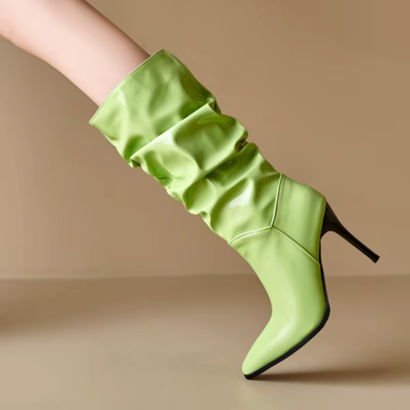 Noir Pleated Stilettos  - By Qivii
