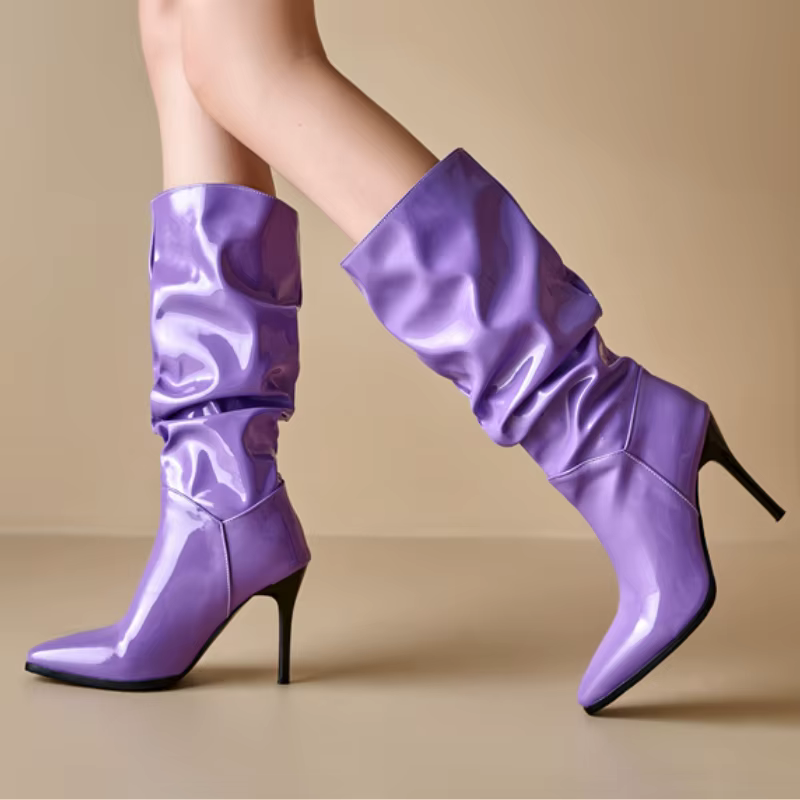 Noir Pleated Stilettos  - By Qivii