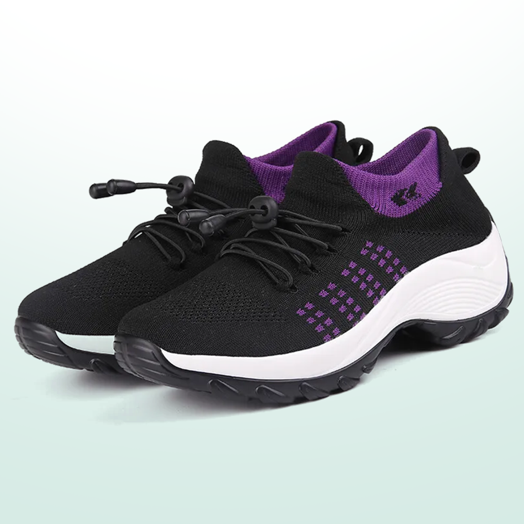 Ambulo Orthopädische Schuhe Strickstoff - Lila Schwarz  - By Qivii