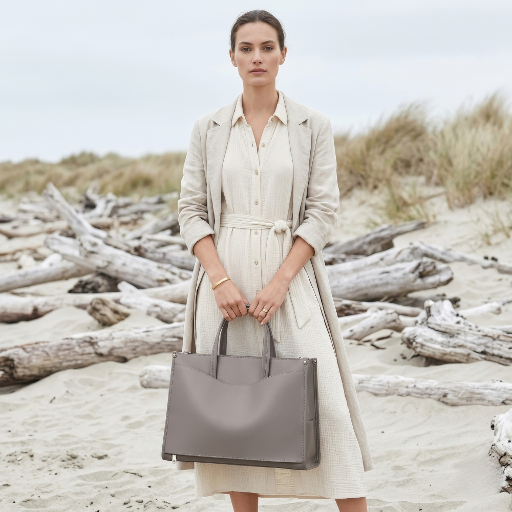 Sera Tote in Pure Leather  - By Qivii