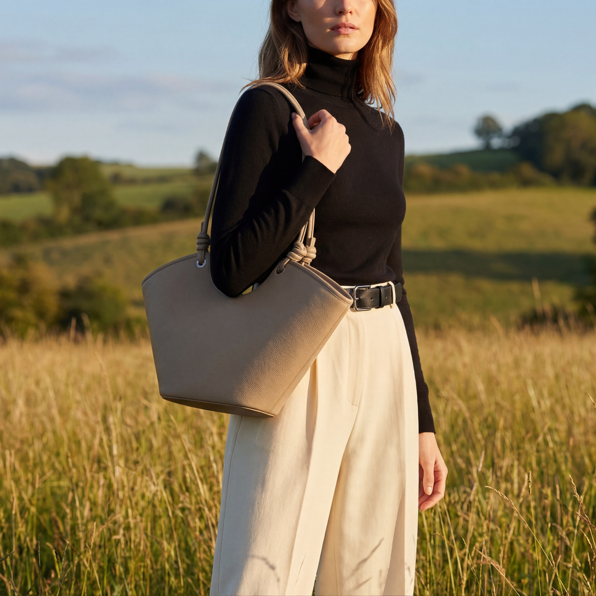 Evara Tote in Pure Leather  - By Qivii