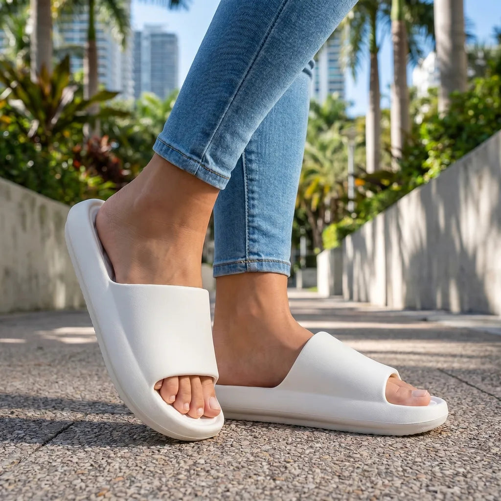 Aleesha Thick Sole Slides  - By Qivii