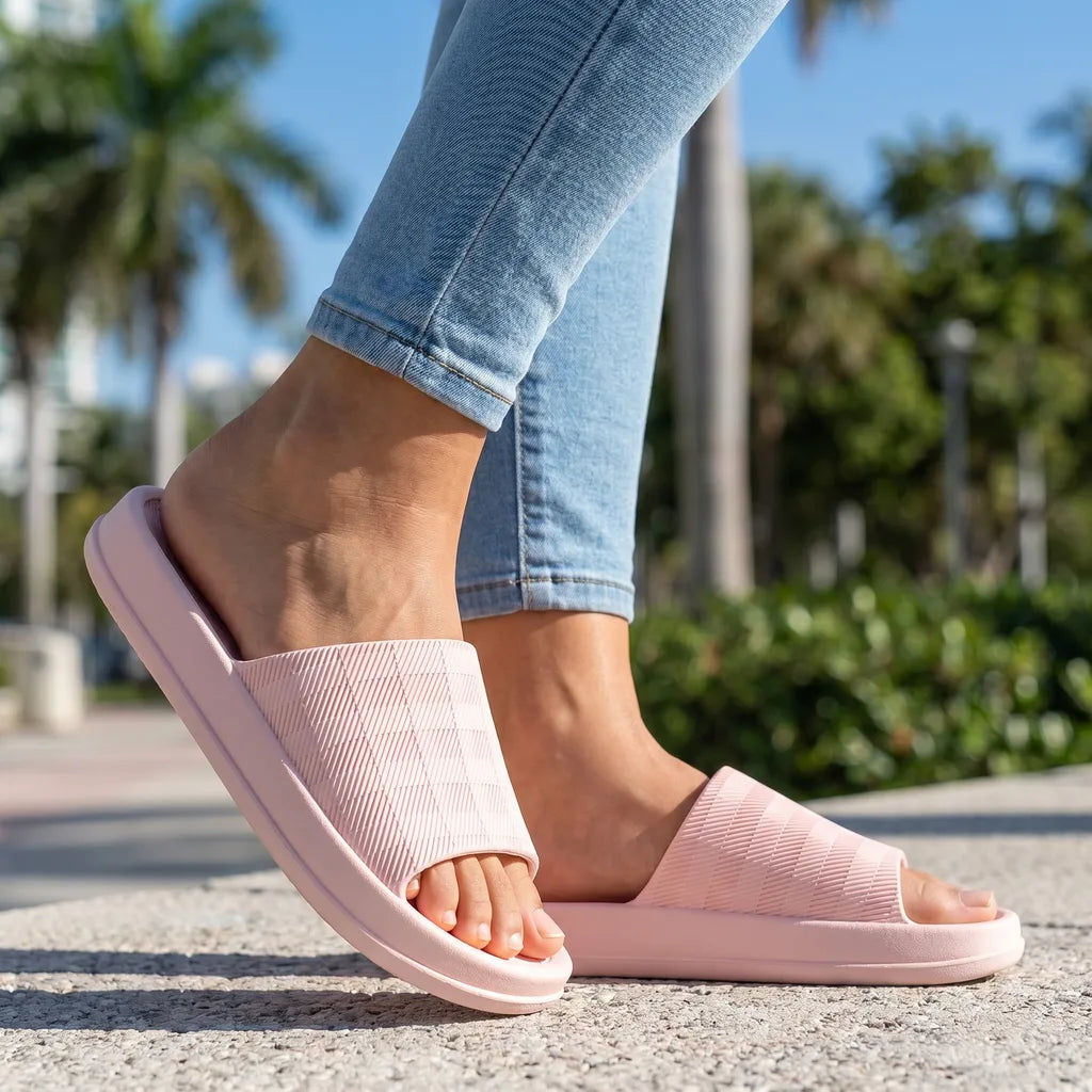 Aleesha Thick Sole Slides  - By Qivii