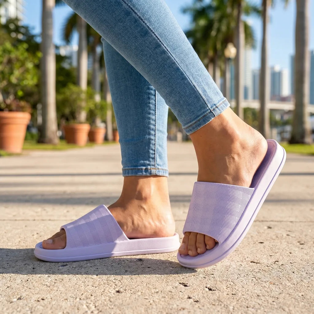 Aleesha Thick Sole Slides  - By Qivii