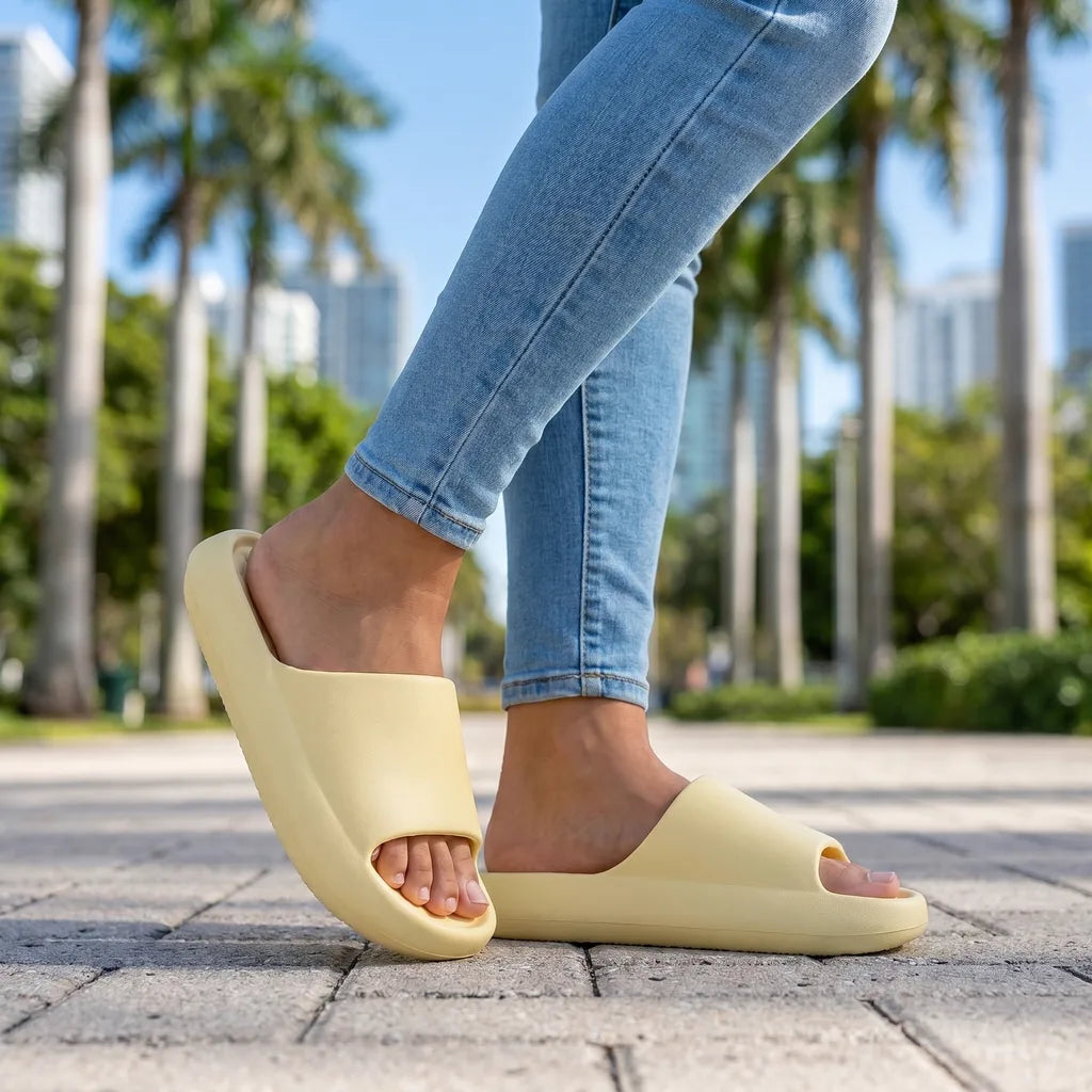 Aleesha Thick Sole Slides  - By Qivii