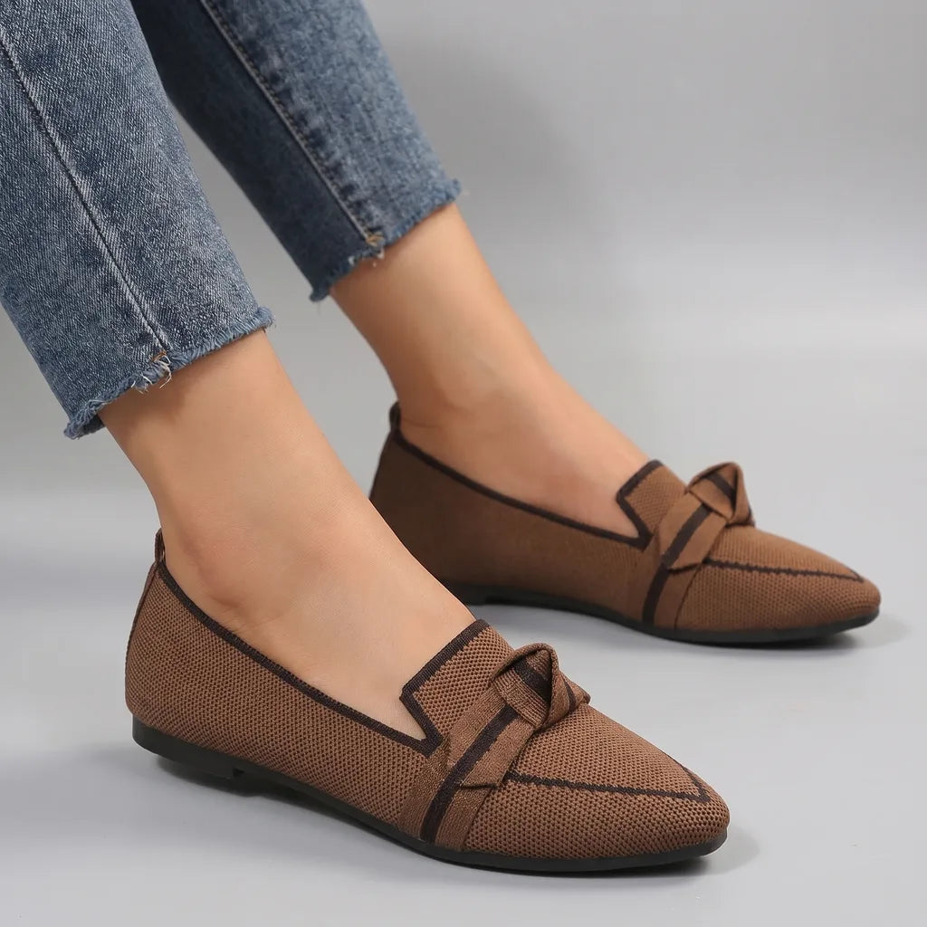 Alena Bow Knit Flats  - By Qivii