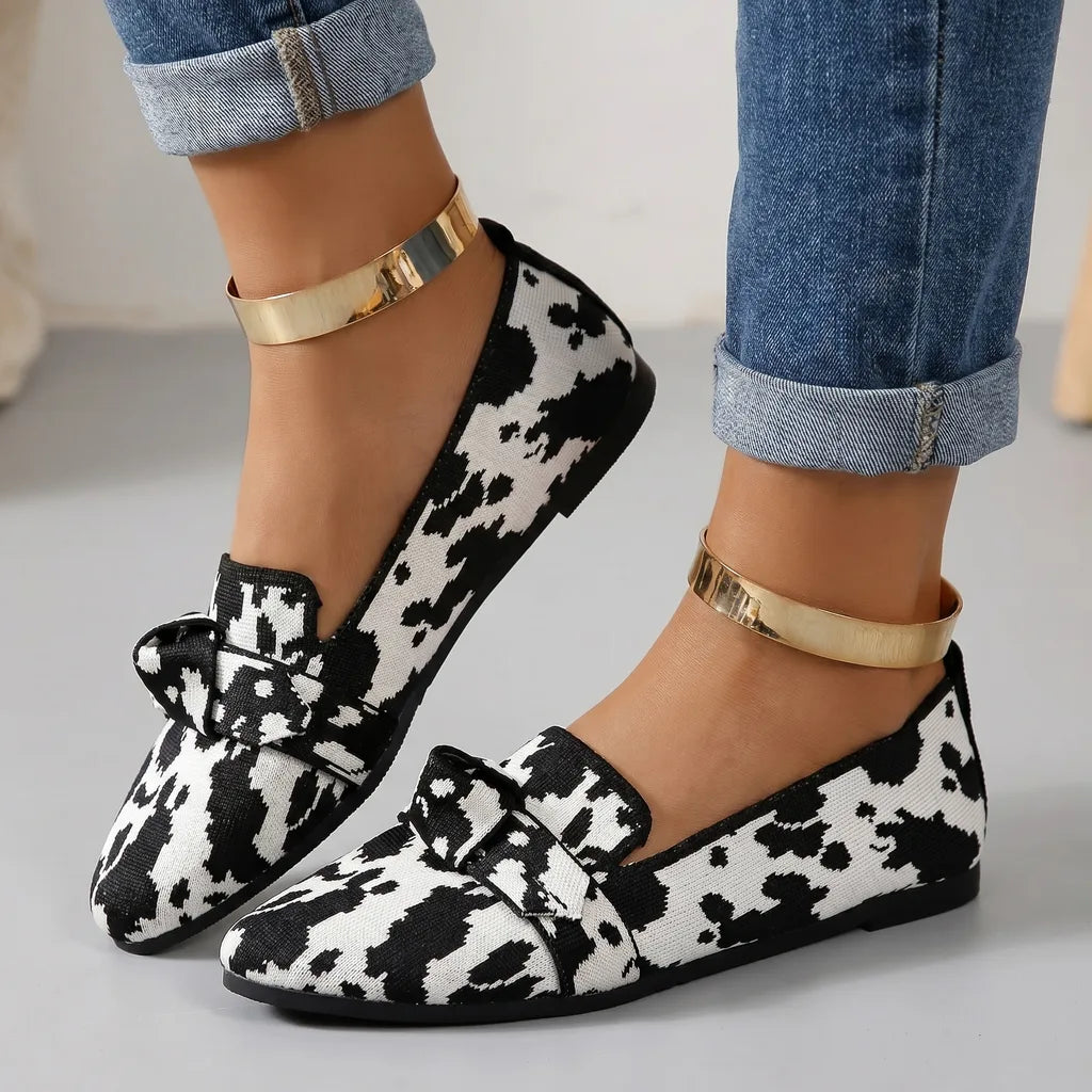 Alena Bow Knit Flats  - By Qivii