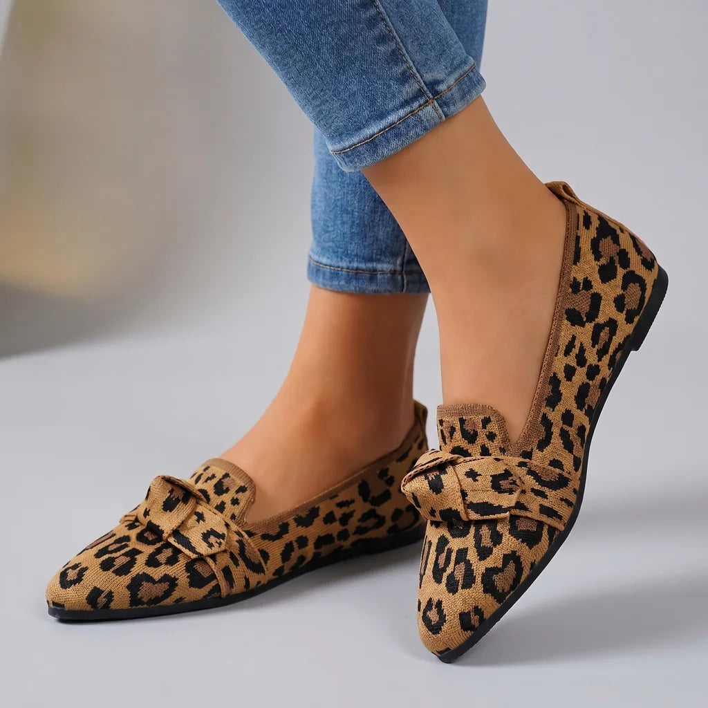 Alena Bow Knit Flats  - By Qivii