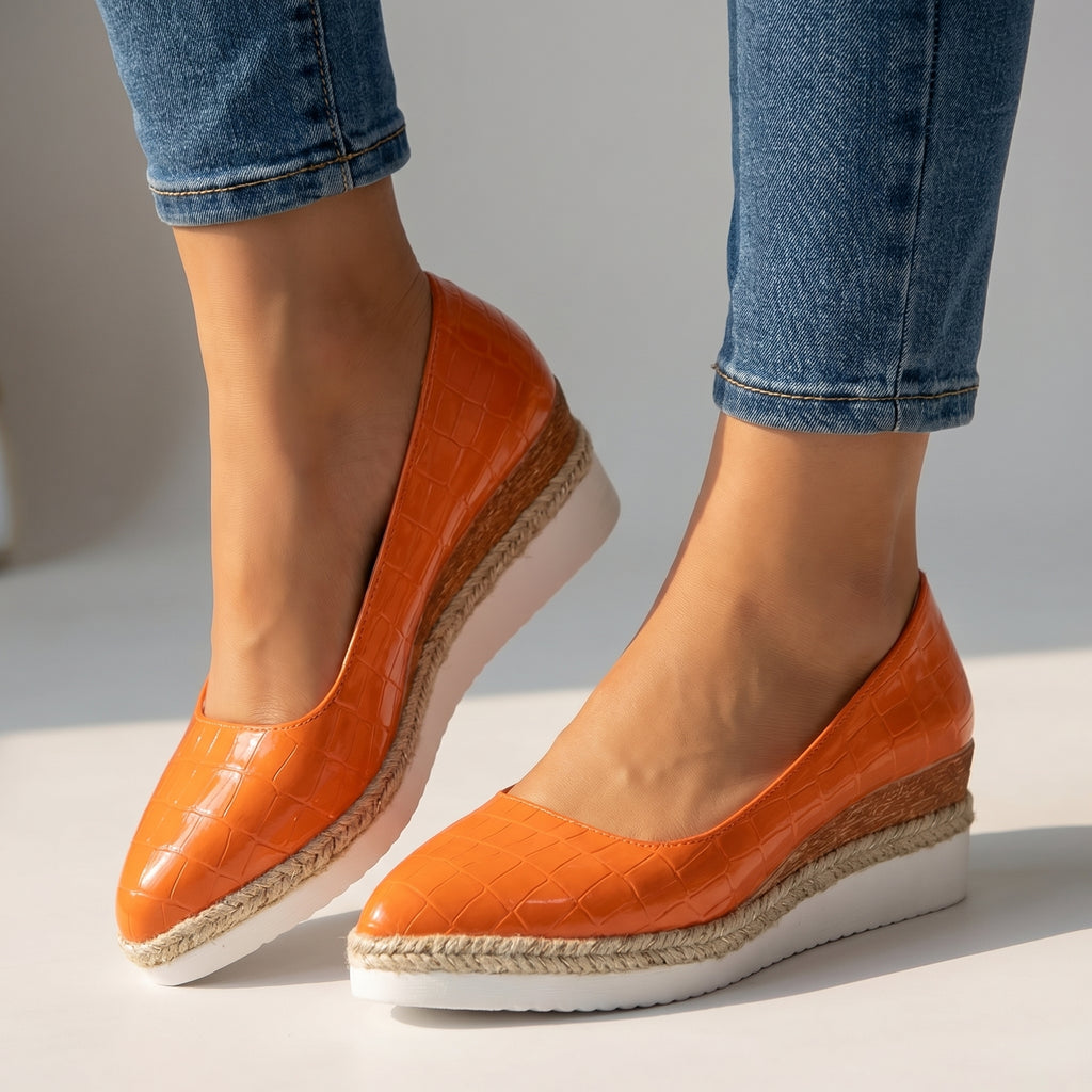 Aria Croc Espadrille Heels  - By Qivii