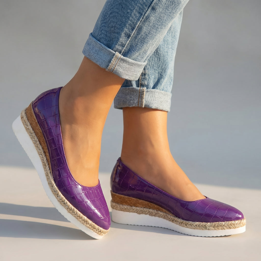 Aria Croc Espadrille Heels  - By Qivii