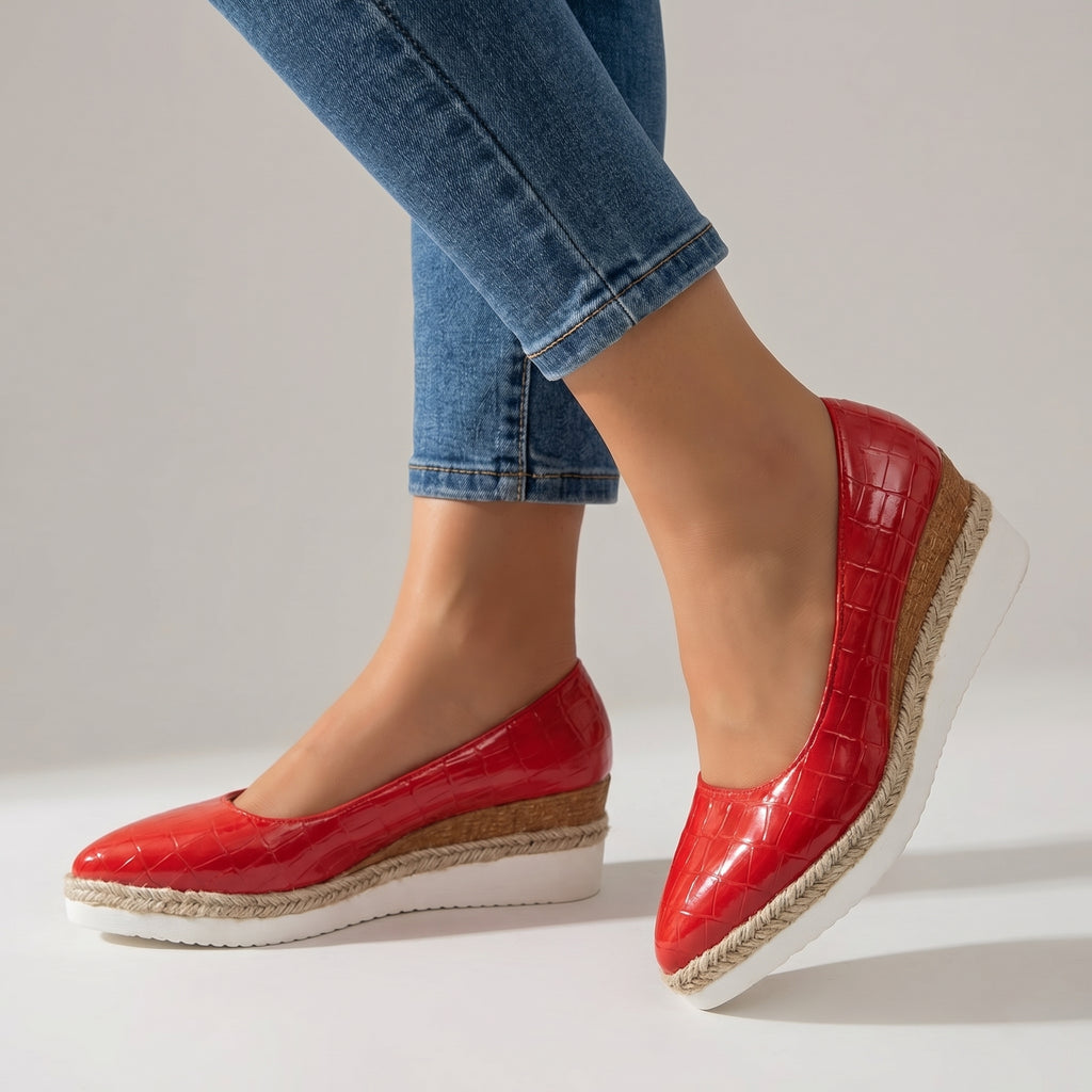 Aria Croc Espadrille Heels  - By Qivii