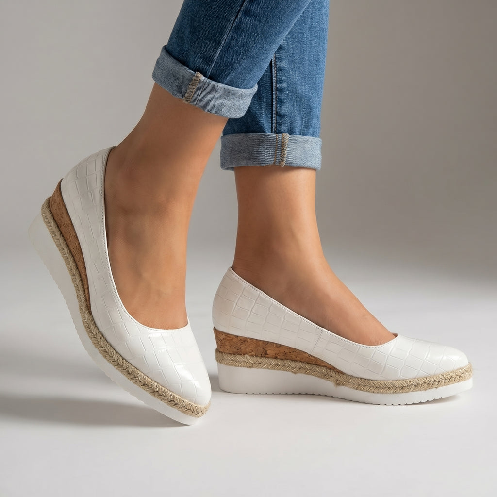 Aria Croc Espadrille Heels  - By Qivii