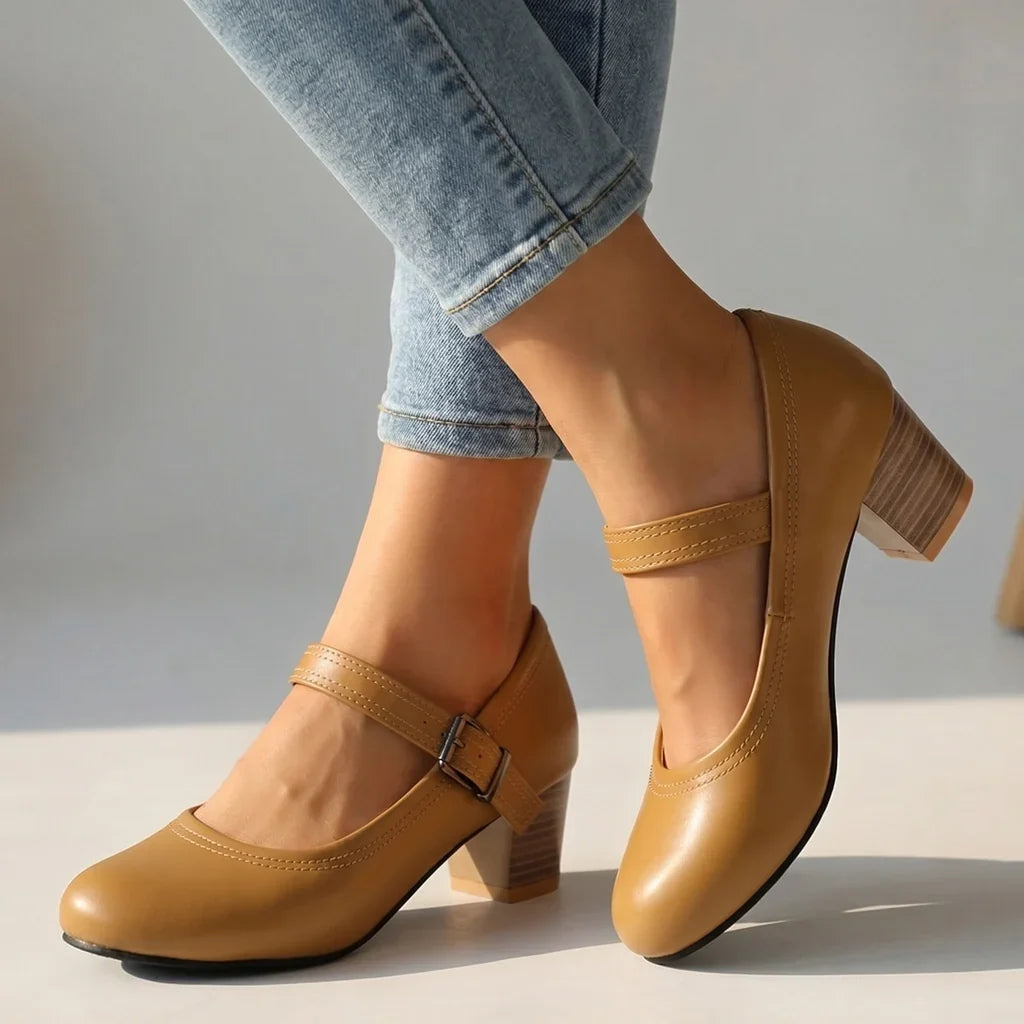 Bella Buckle Strap Pumps  - By Qivii