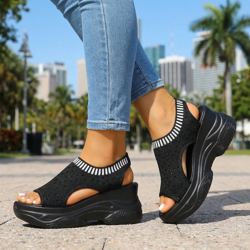 Zaina Bloom Wedge Sandals  - By Qivii