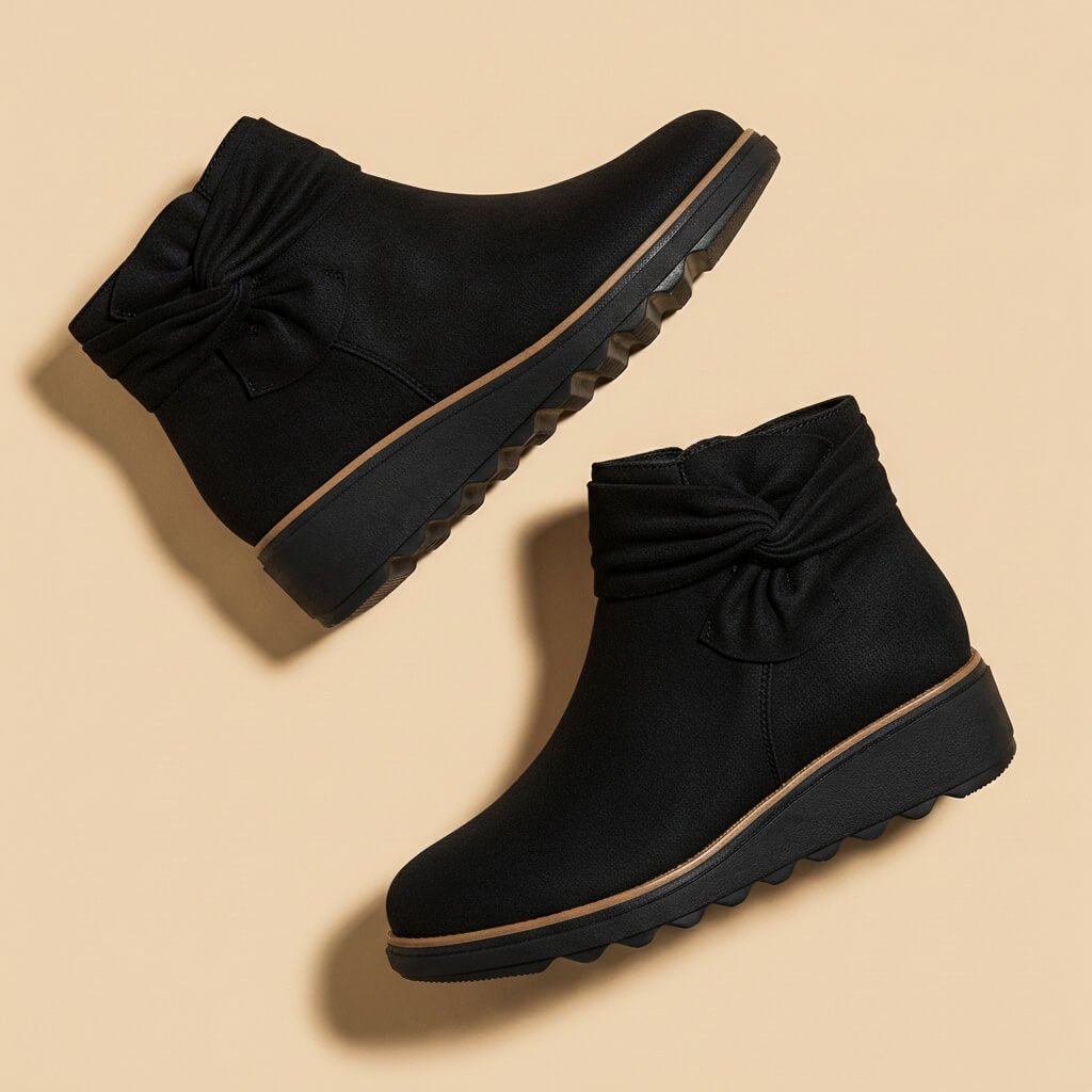 Penelope Suede Bow Boots  - By Qivii