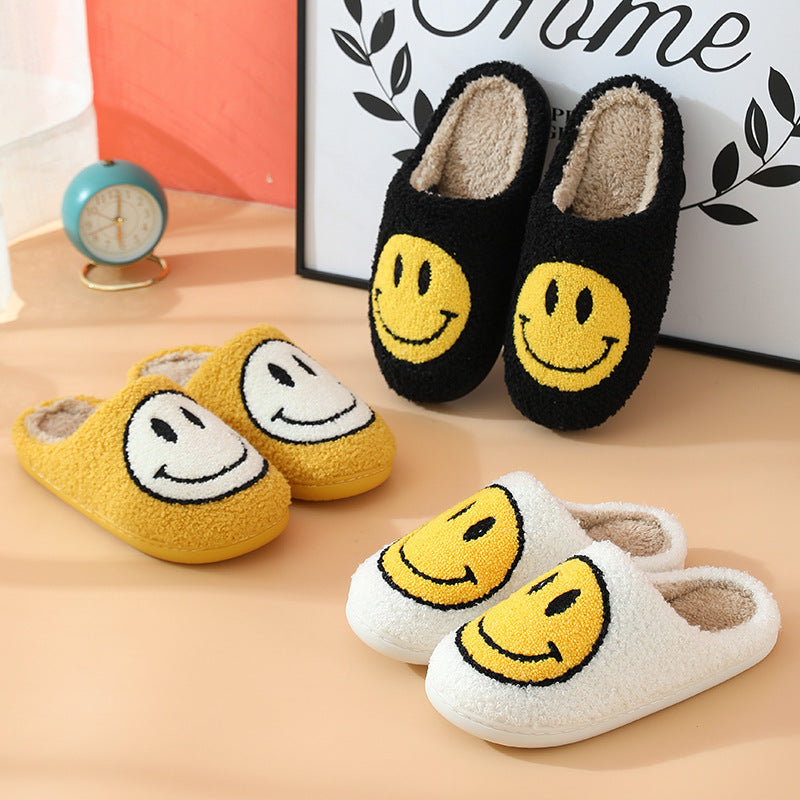 Fluffy Smile Slippers - Black  - By Qivii
