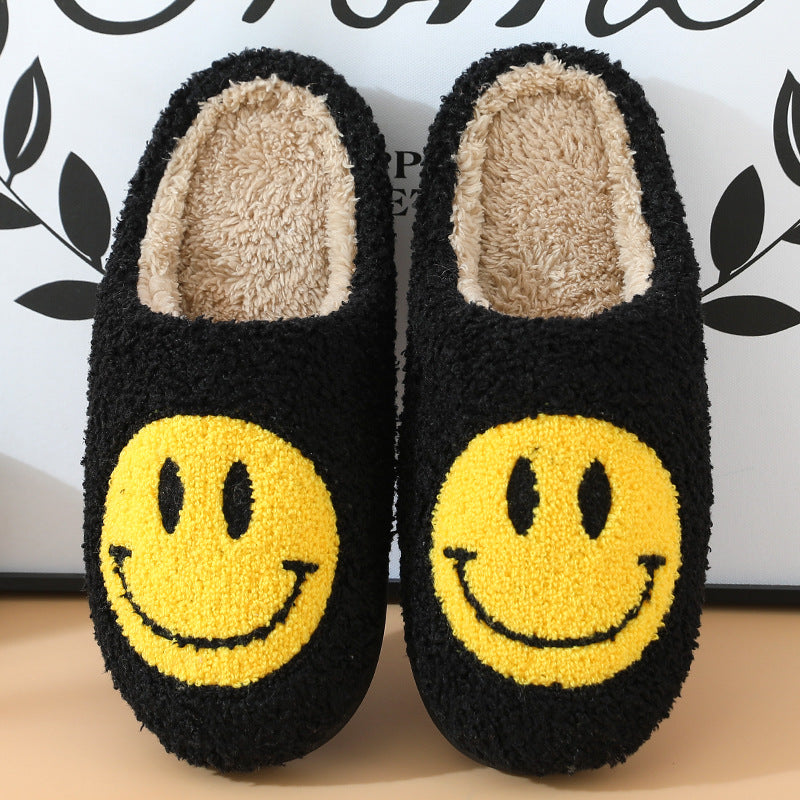 Fluffy Smile Slippers - Black  - By Qivii