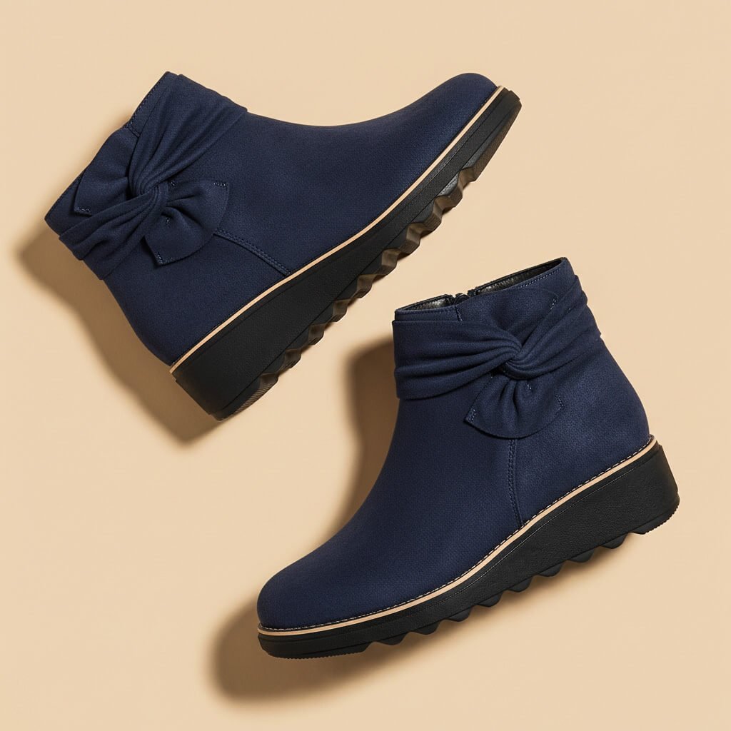 Penelope Suede Bow Boots  - By Qivii