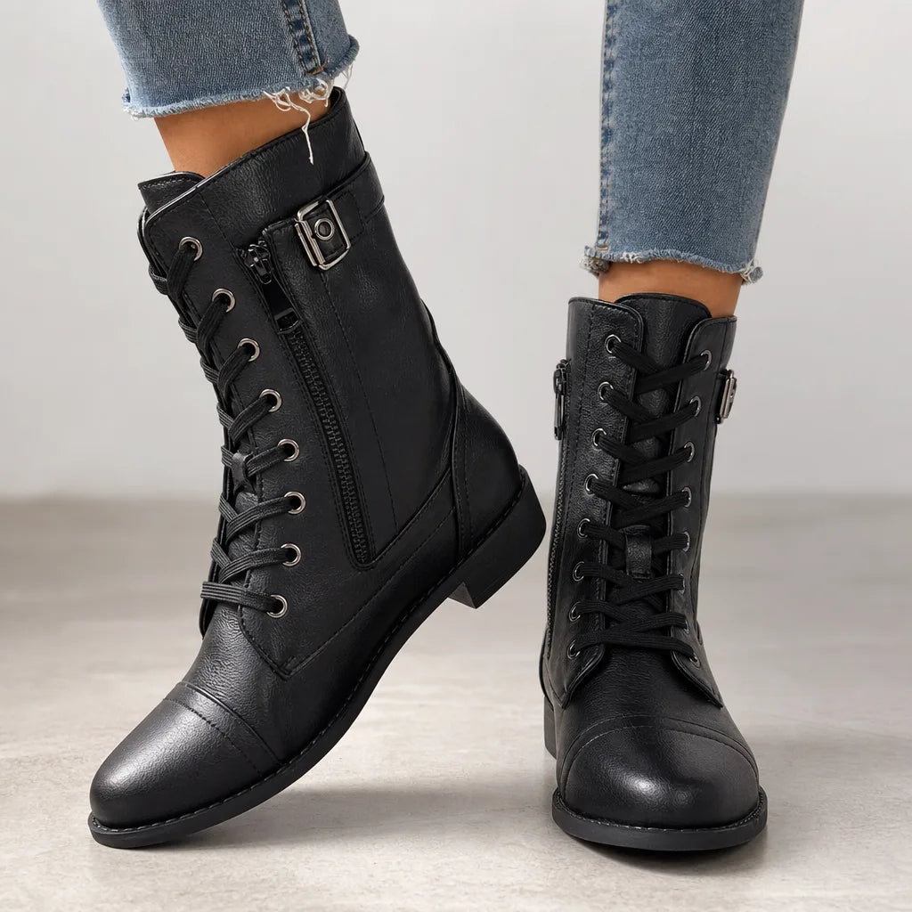 Carroll Lace-Up Ankle Boots  - By Qivii
